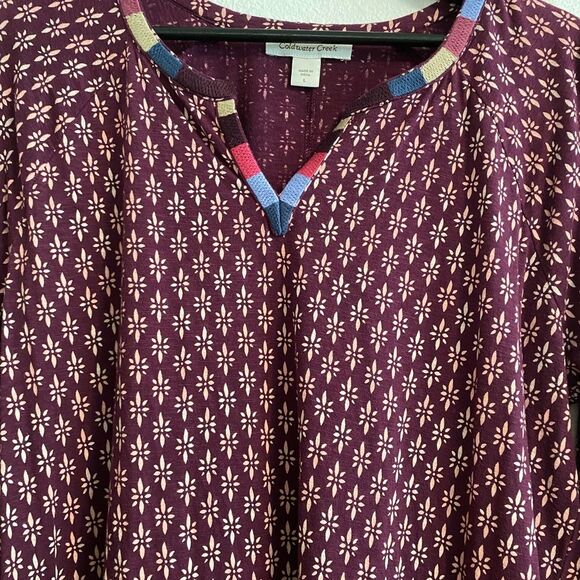 Coldwater Creek L Boho Embroidery Long Sleeve Tunic Top Blouse Bohemian UB-7 - Picture 2 of 10
